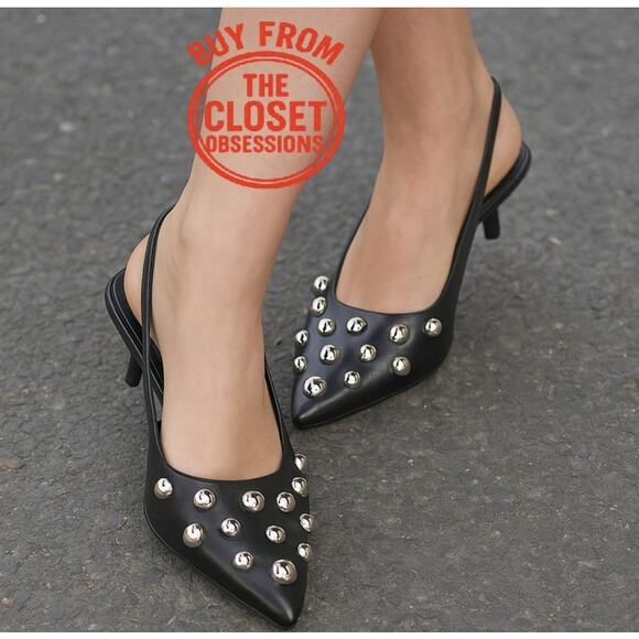 RARE!!! ZARA Blogger Fave!!! Embellished Slingbacks NWT LAST ONE!!! 🖤 - Picture 2 of 16